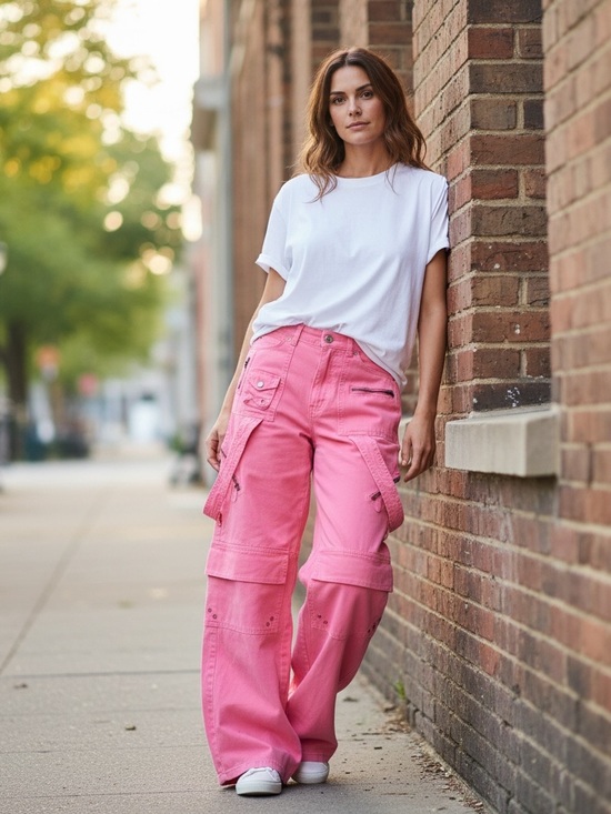 BDG Pants - BDG Rave Skater Cargo Jean Pink Urban Outfitters
